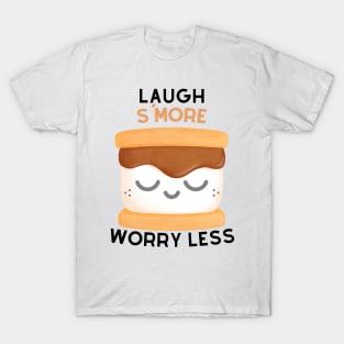 Laugh S'More Worry Less - Satisfied Marshmallow Face T-Shirt